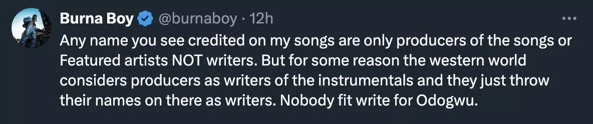 Burna Boy blasted as he debunks Logos Olori's claim of using songwriters 